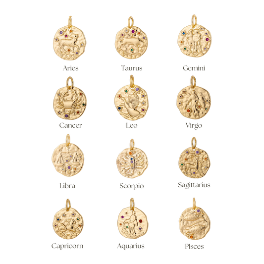 Medium Hammered Zodiac Coin Charm