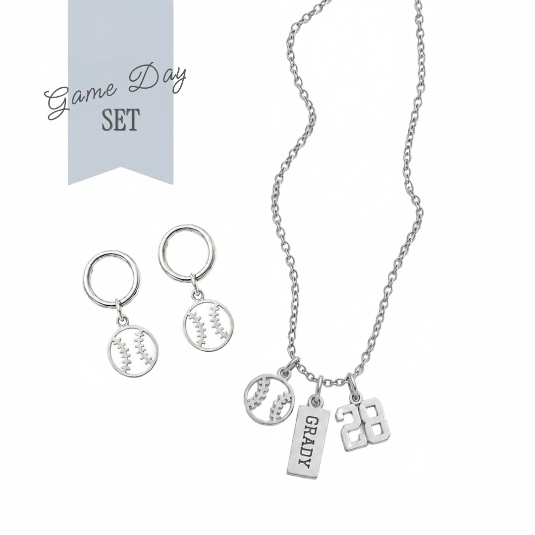 Baseball Game Day Necklace & Earring Set