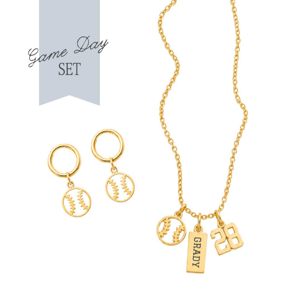 Baseball Game Day Necklace & Earring Set