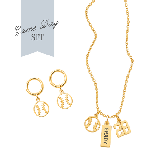 Baseball Game Day Necklace & Earring Set