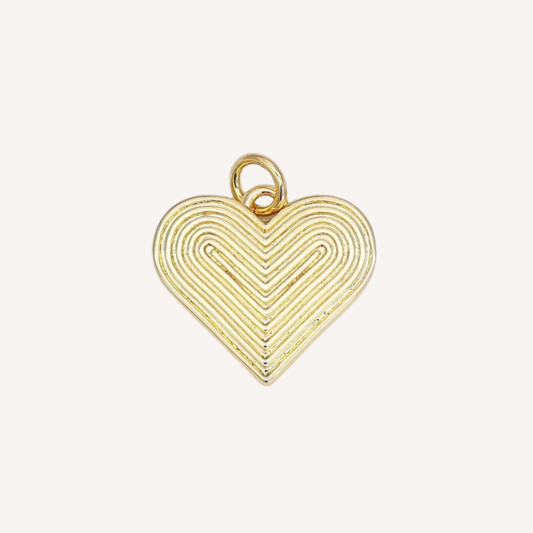 Medium Ribbed Heart Charm
