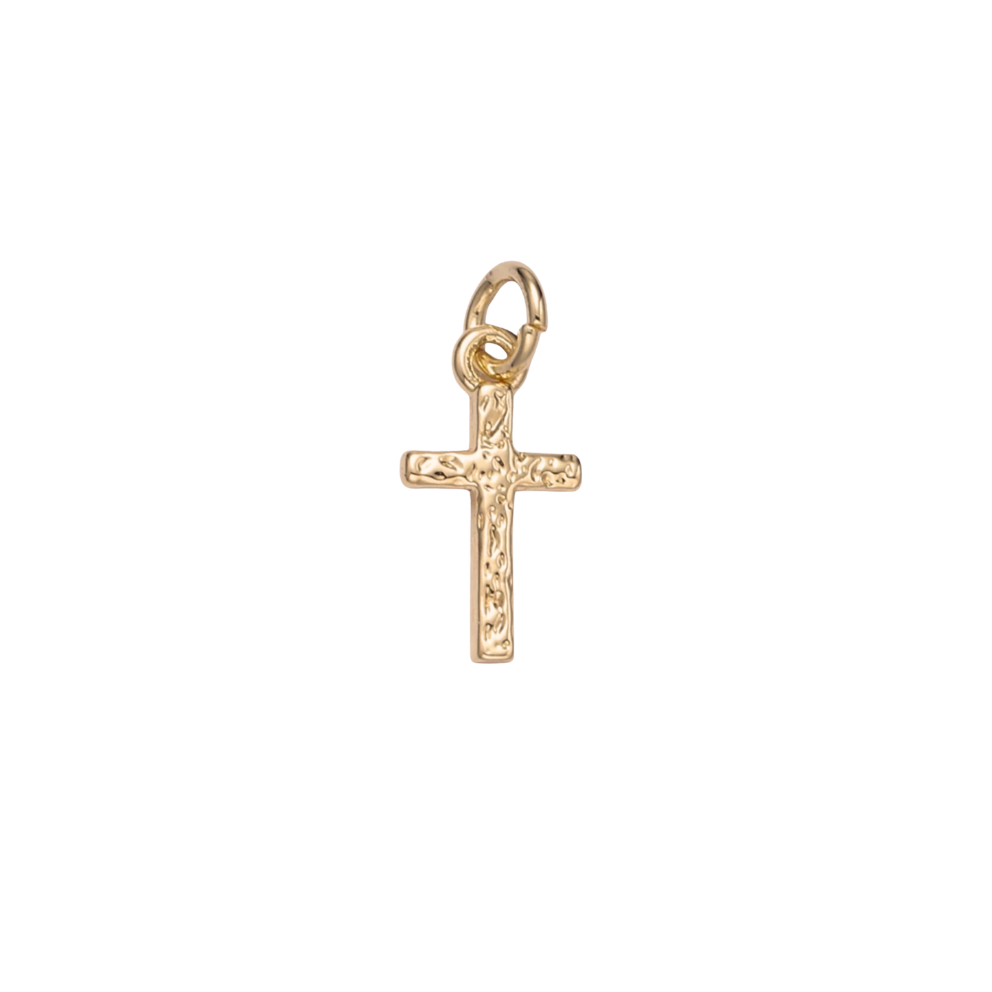 Mini Hammered Cross Charm