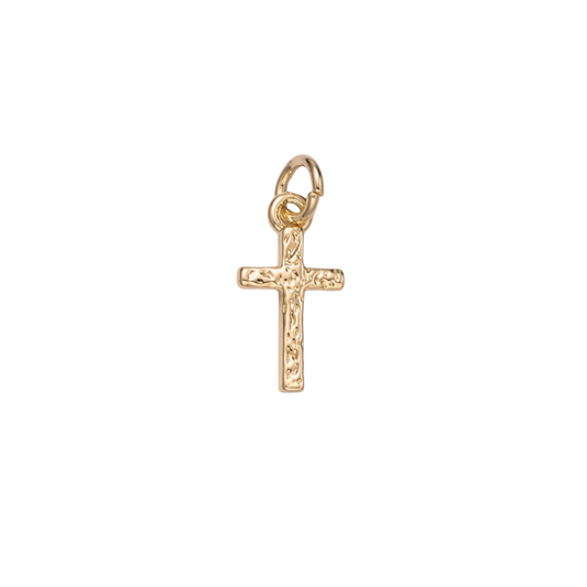 Mini Hammered Cross Charm