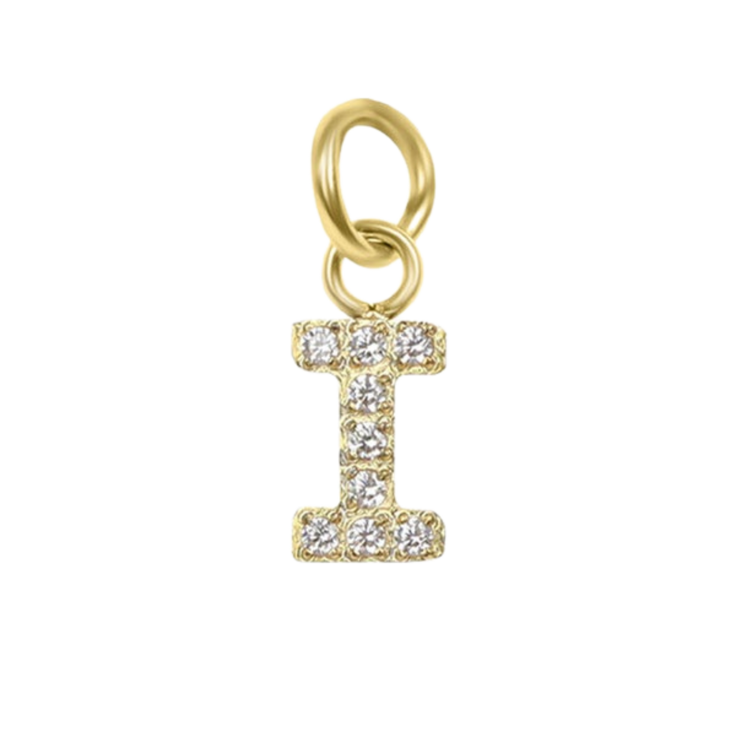 Mini 18K Gold Paved Initial Charms