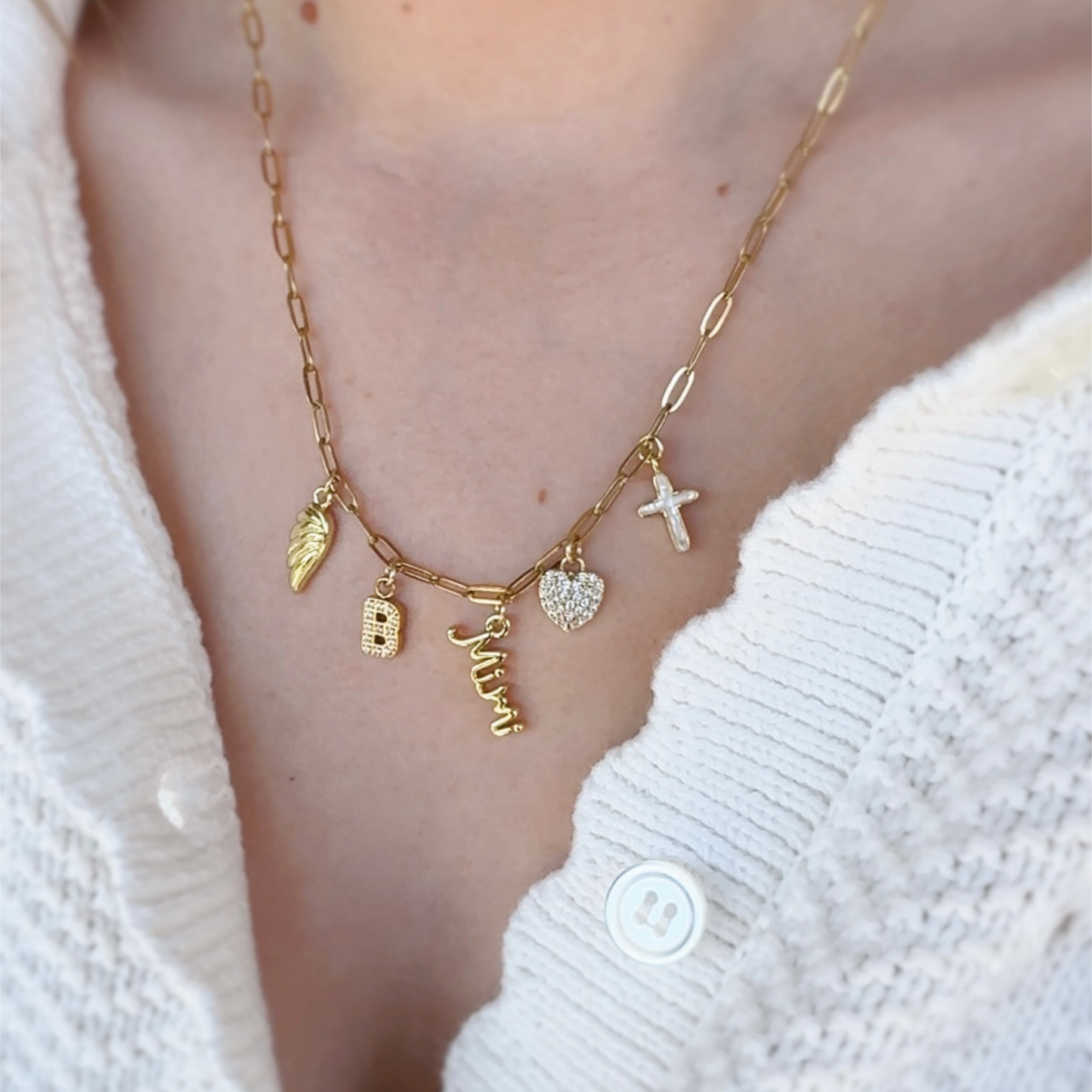 Angel Wing 5-Charm Mama/Mimi/Nana Necklace