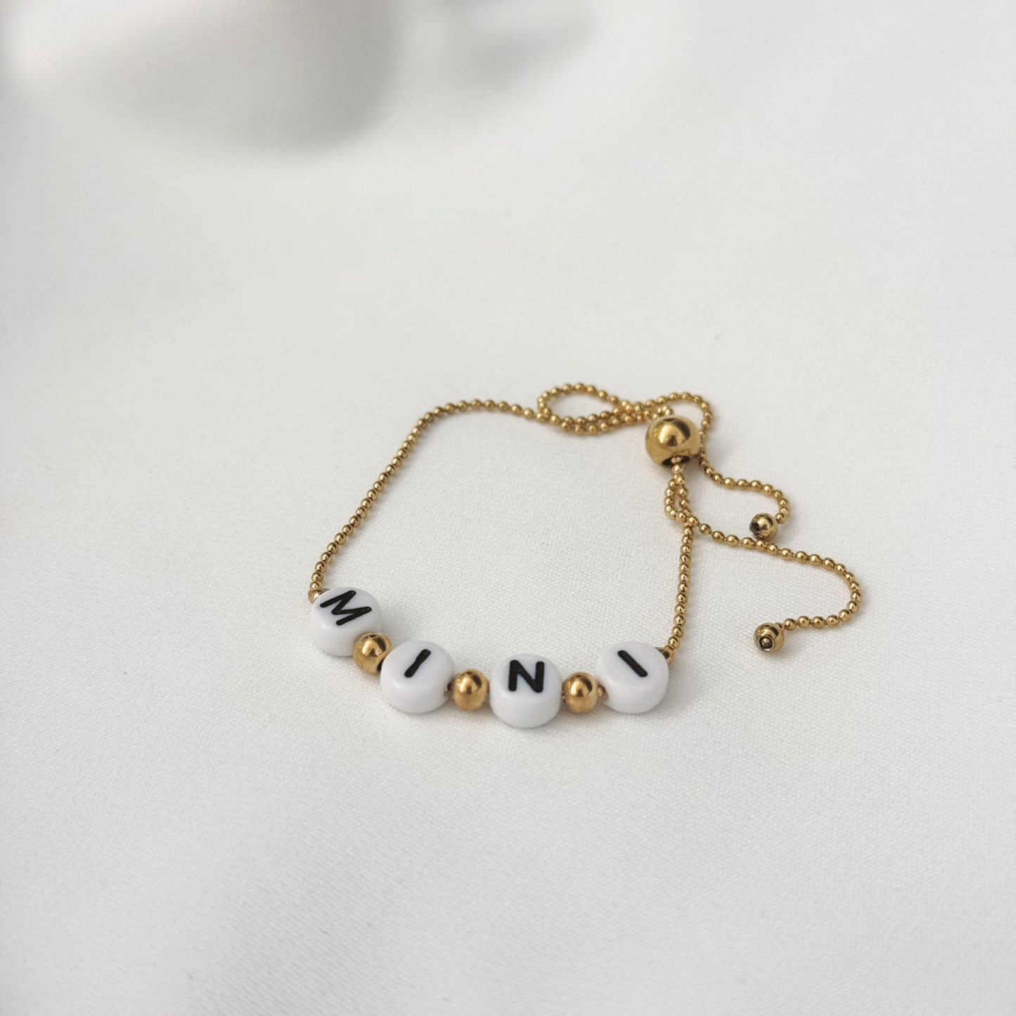 Gold + White Beaded "MINI" Bracelet