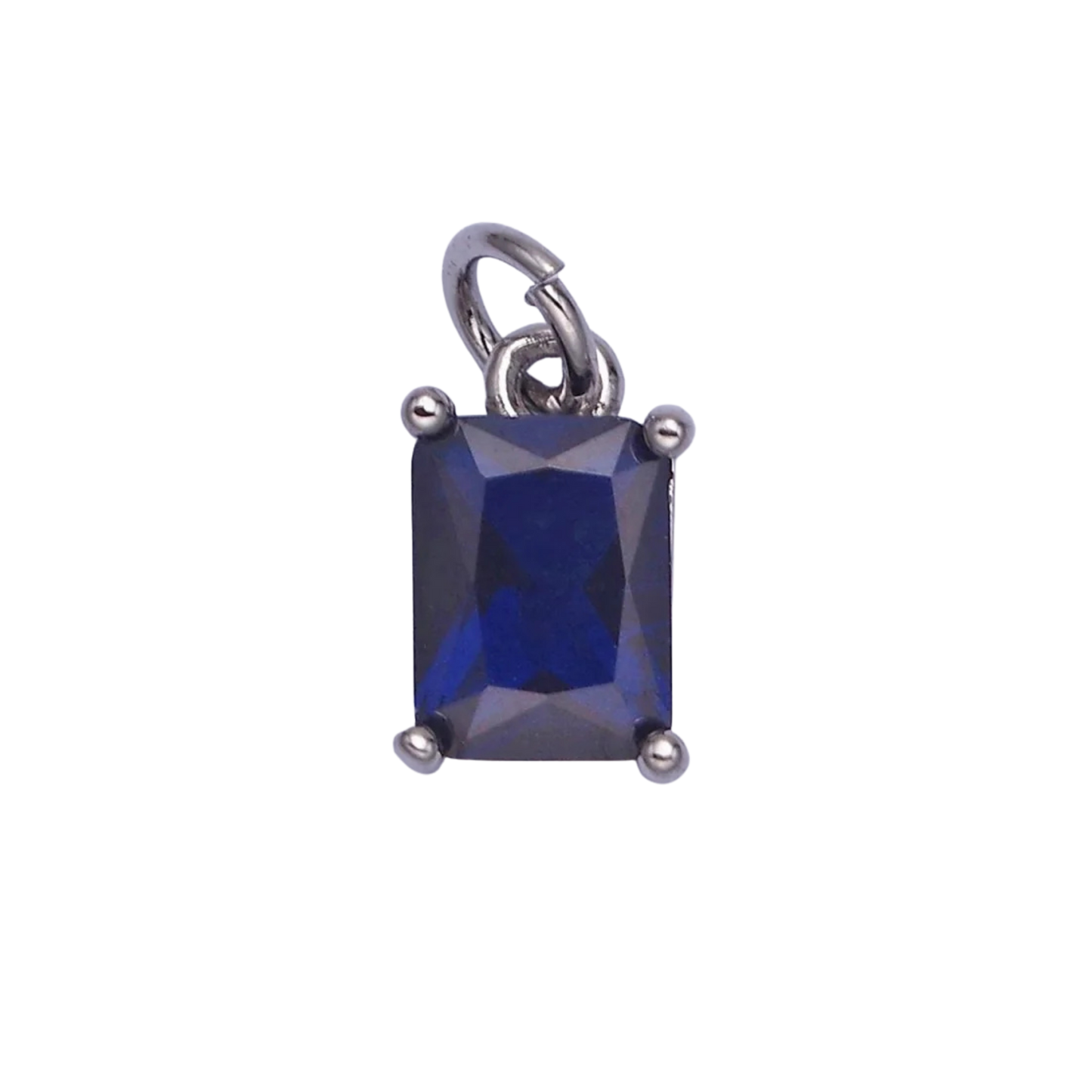 Small Silver Baguette Colored Charms