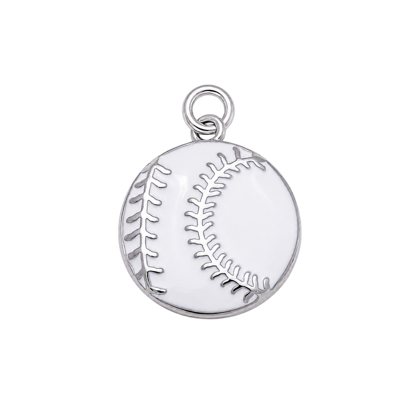 Medium Silver & White Baseball / Softball Charm