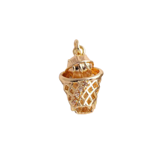 Small Gold Basketball Hoop Charm