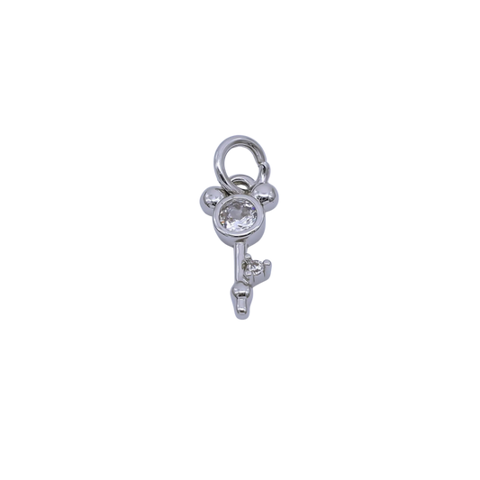 Mini Silver Mouse Ears Key Charm