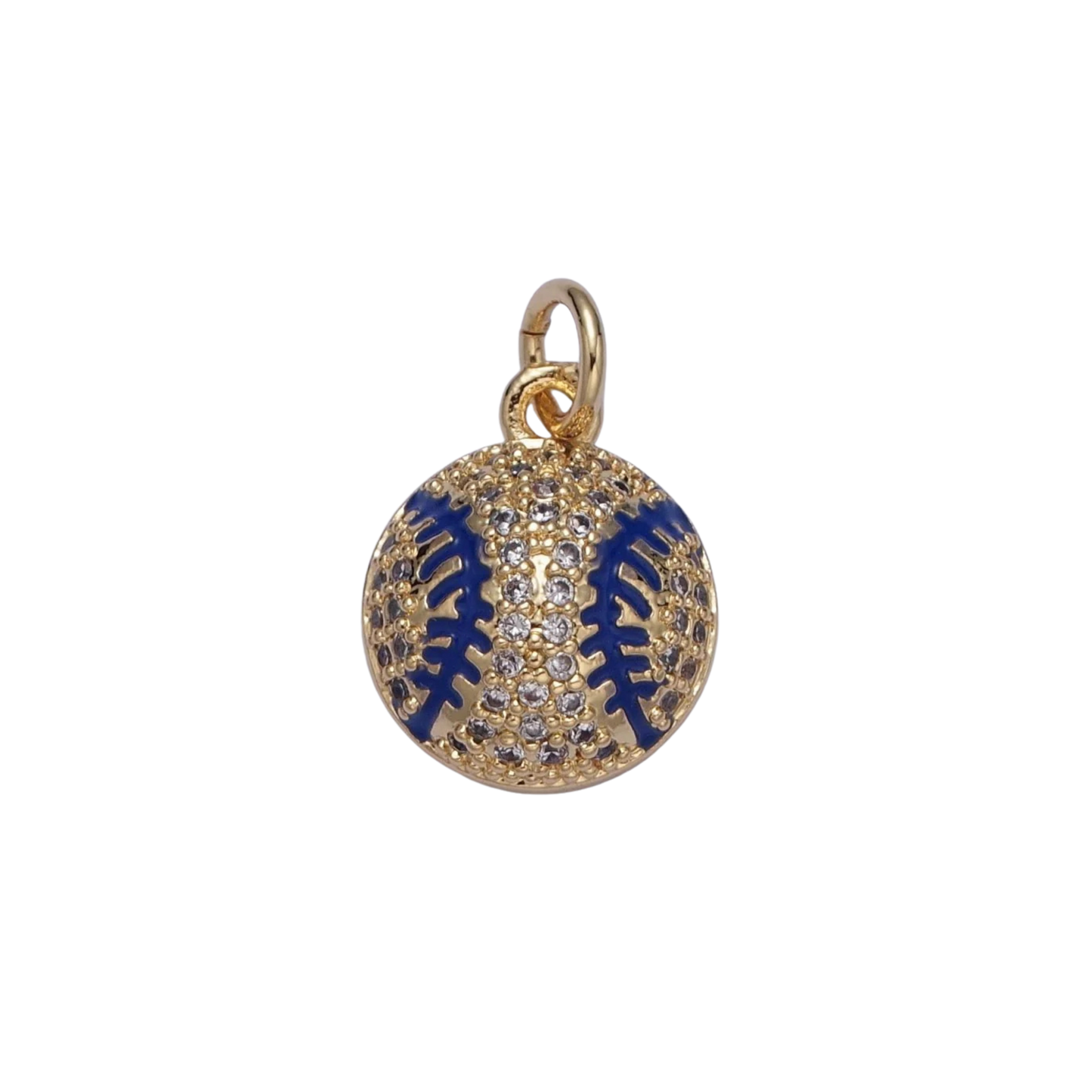 Small Rhinestone Baseball Charm