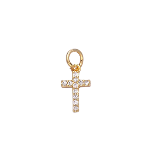 Gold Rhinestone Cross Charms