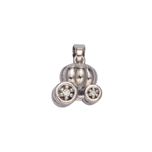 Small Silver Pumpkin Carriage Charm