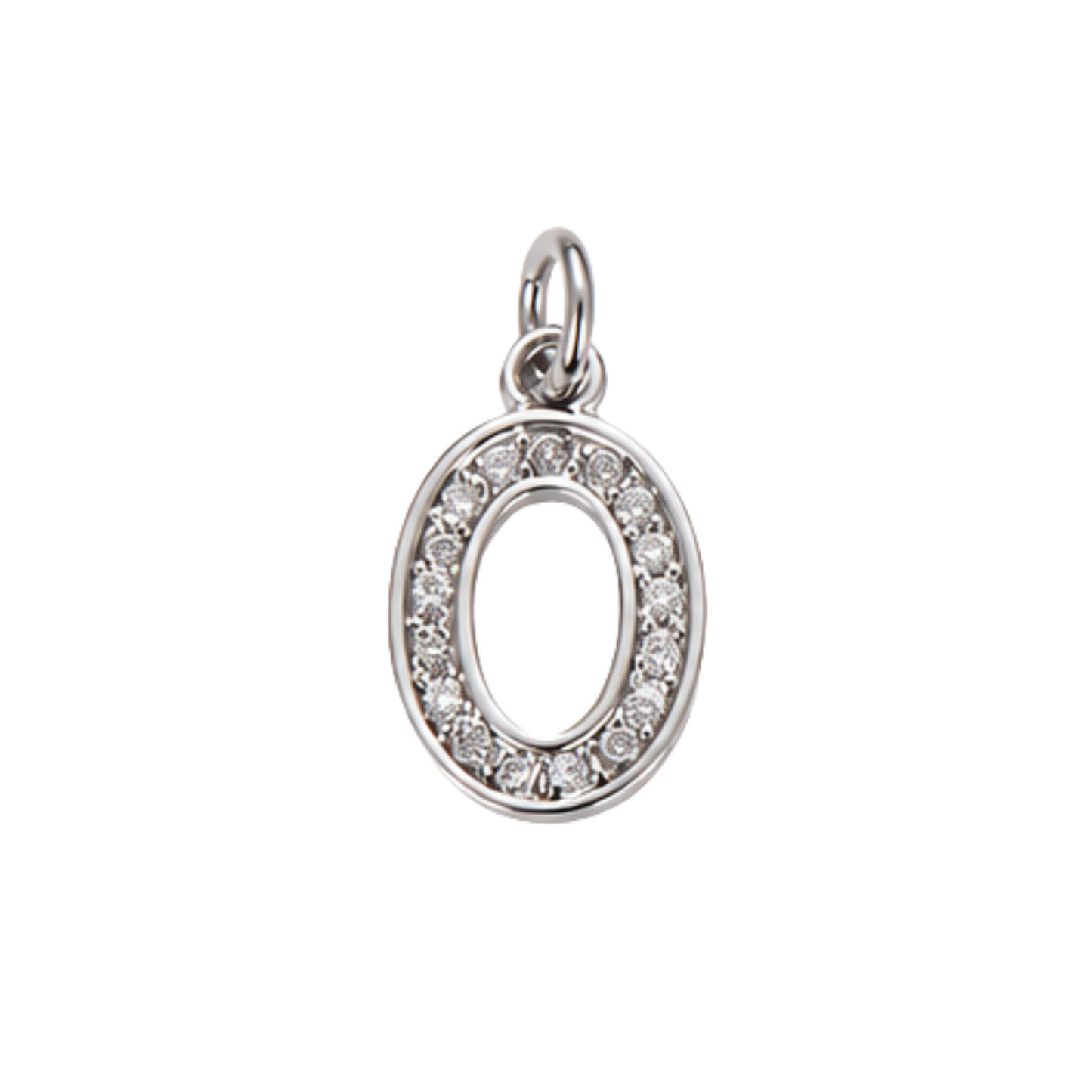 Small Silver Rhinestone Number Charm