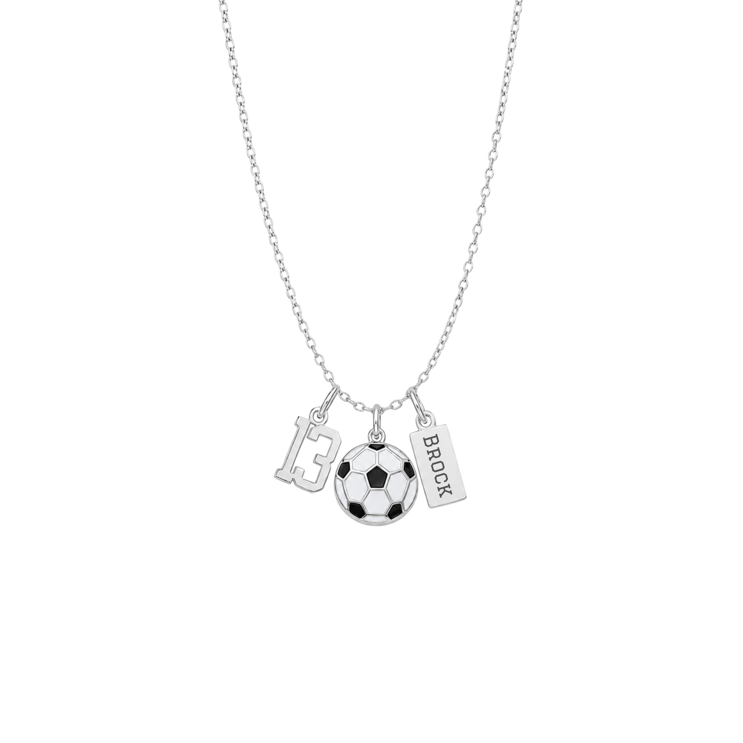 3-Charm Soccer Black + Silver Necklace