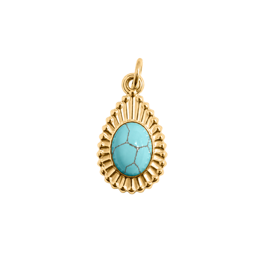 Medium Gold Turquoise Teardrop Charm