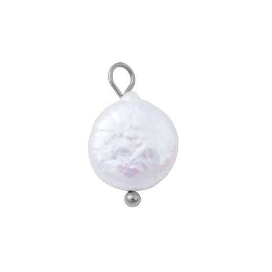 Medium Silver Coin Pearl Charm