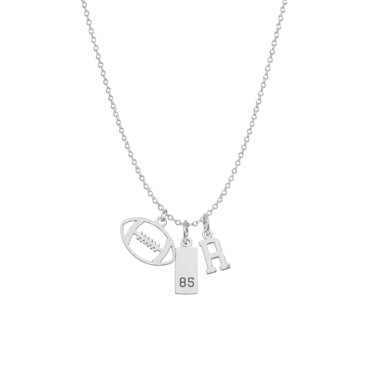 3-Charm Football Silver Necklace