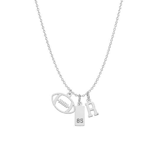 3-Charm Football Silver Necklace