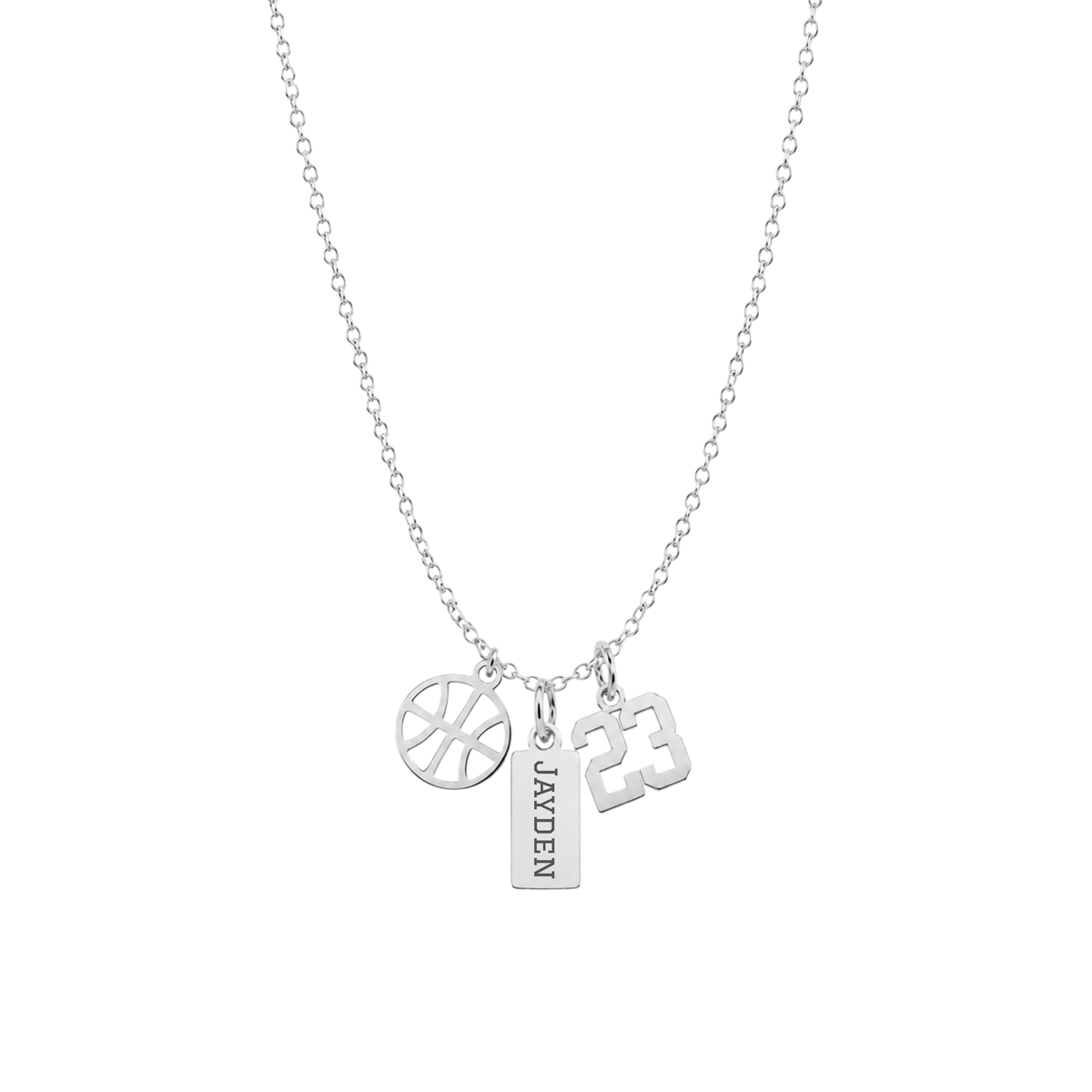 3-Charm Basketball Silver Necklace