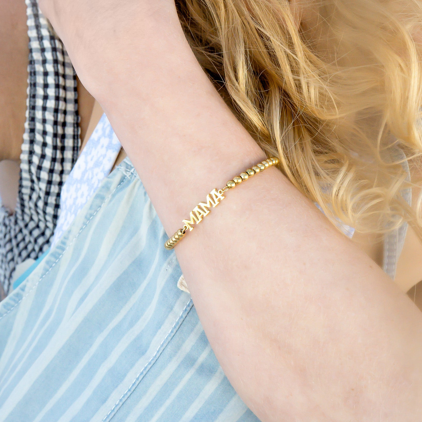 Gold Beaded "MAMA" Bracelet