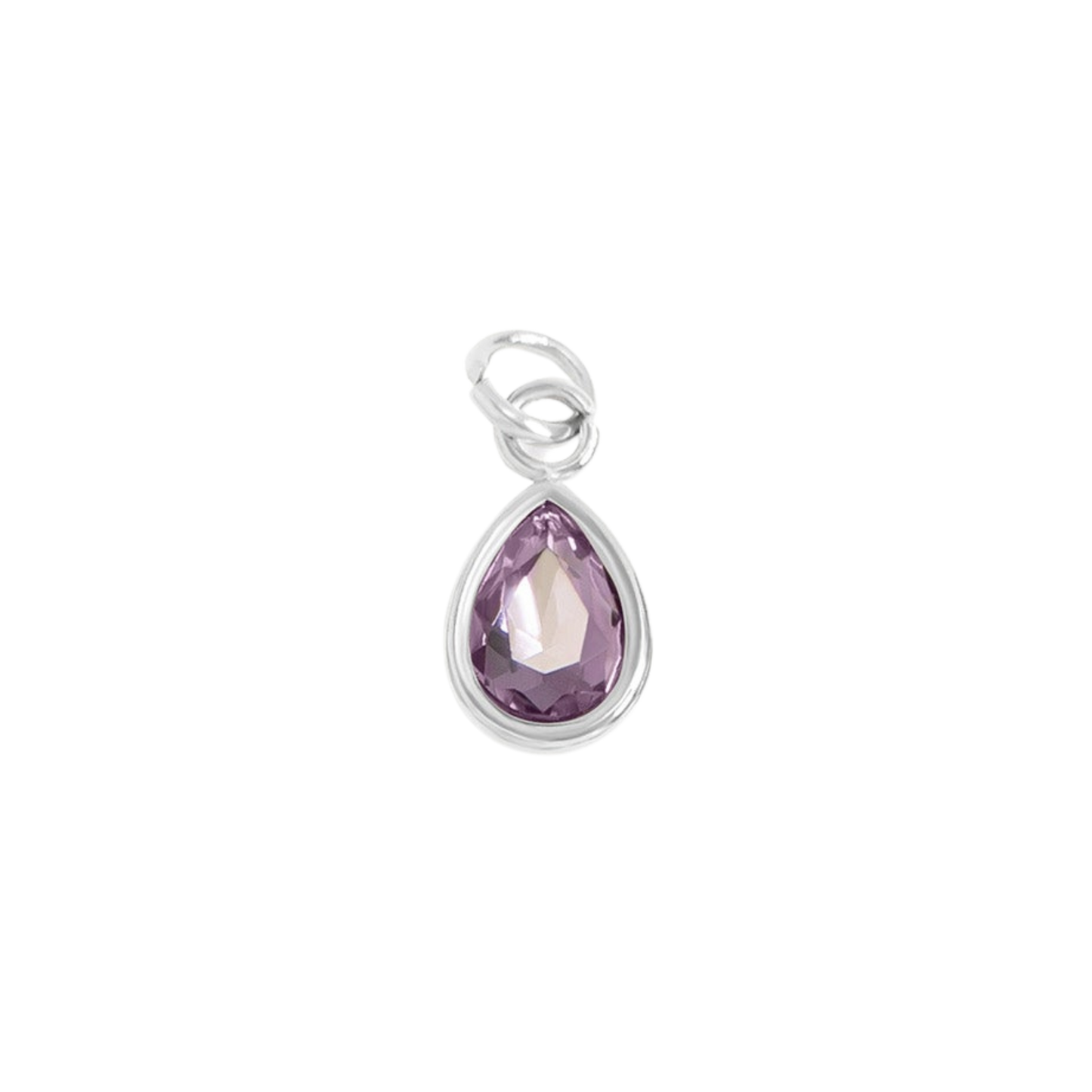Mini Teardrop Colored Gem Charms (Silver)