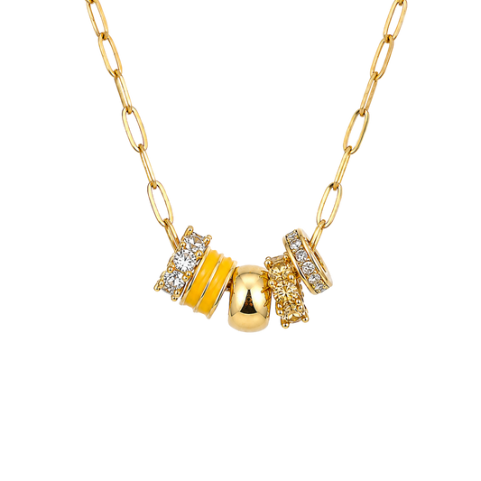 Yellow 5-Charm Slider Necklace in Gold