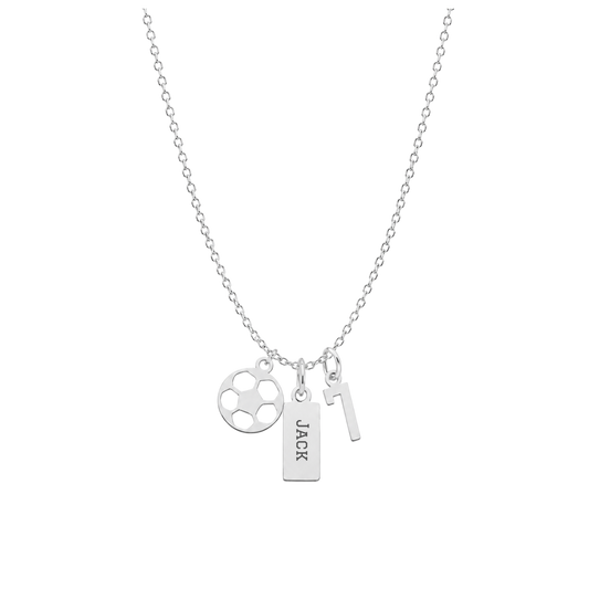 3-Charm Soccer Silver Necklace