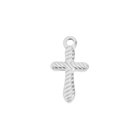 Medium Silver Textured Cross Charm
