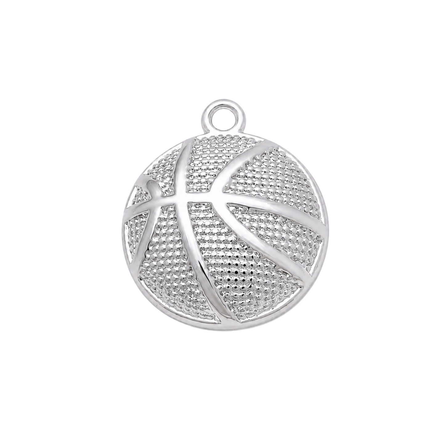 Small Silver Flat Basketball Charm
