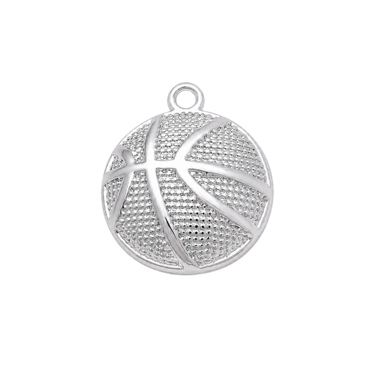 Small Silver Flat Basketball Charm