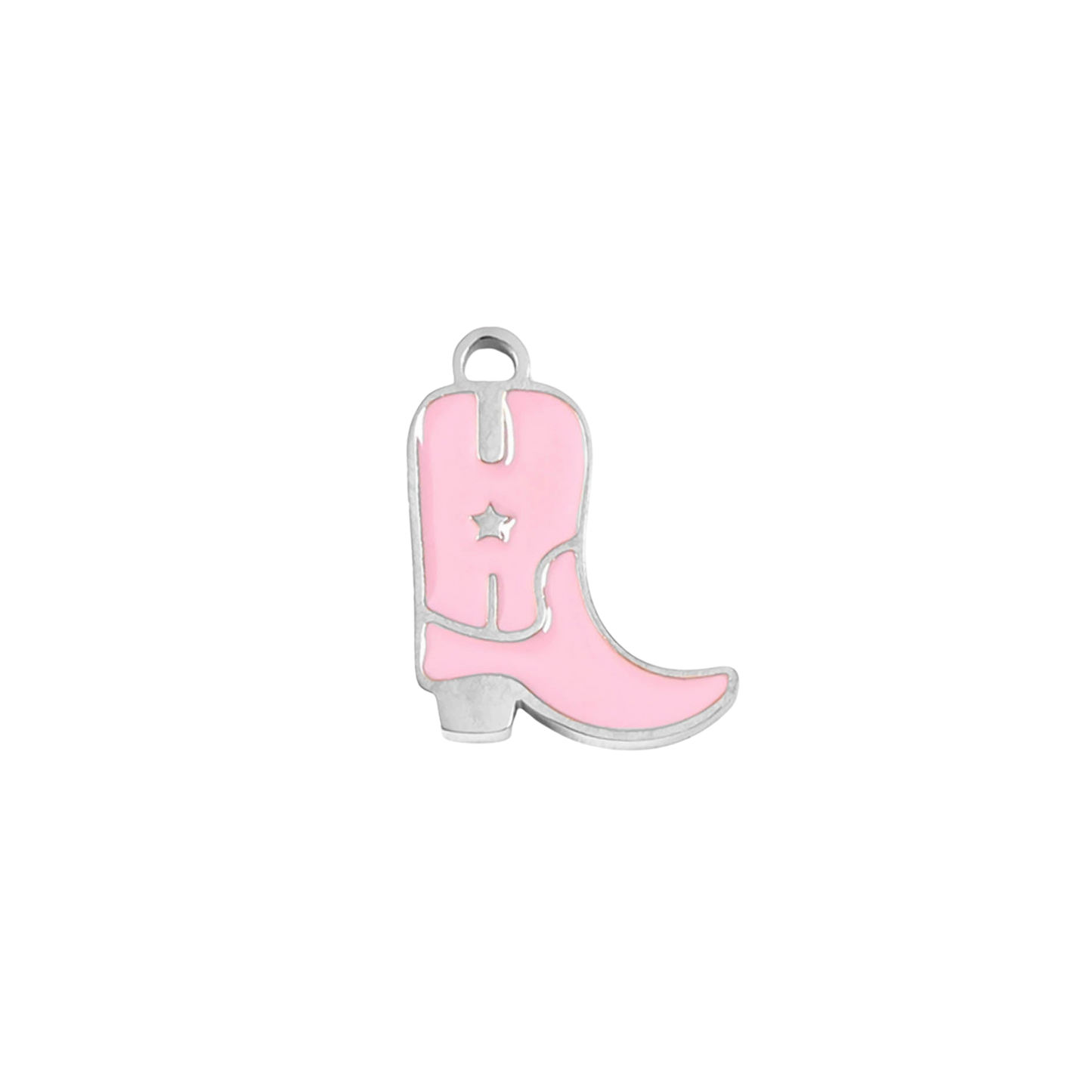 Small Pink Cowboy Boot Charm (Silver)