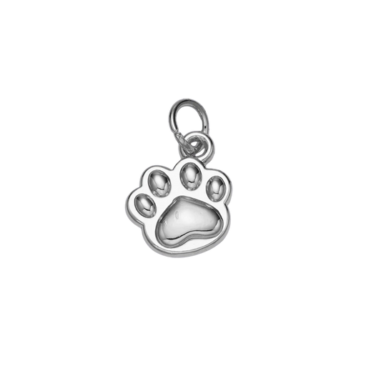 Small Silver Paw Print Charm