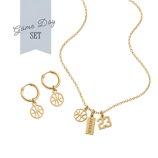 Basketball Game Day Necklace & Earring Set
