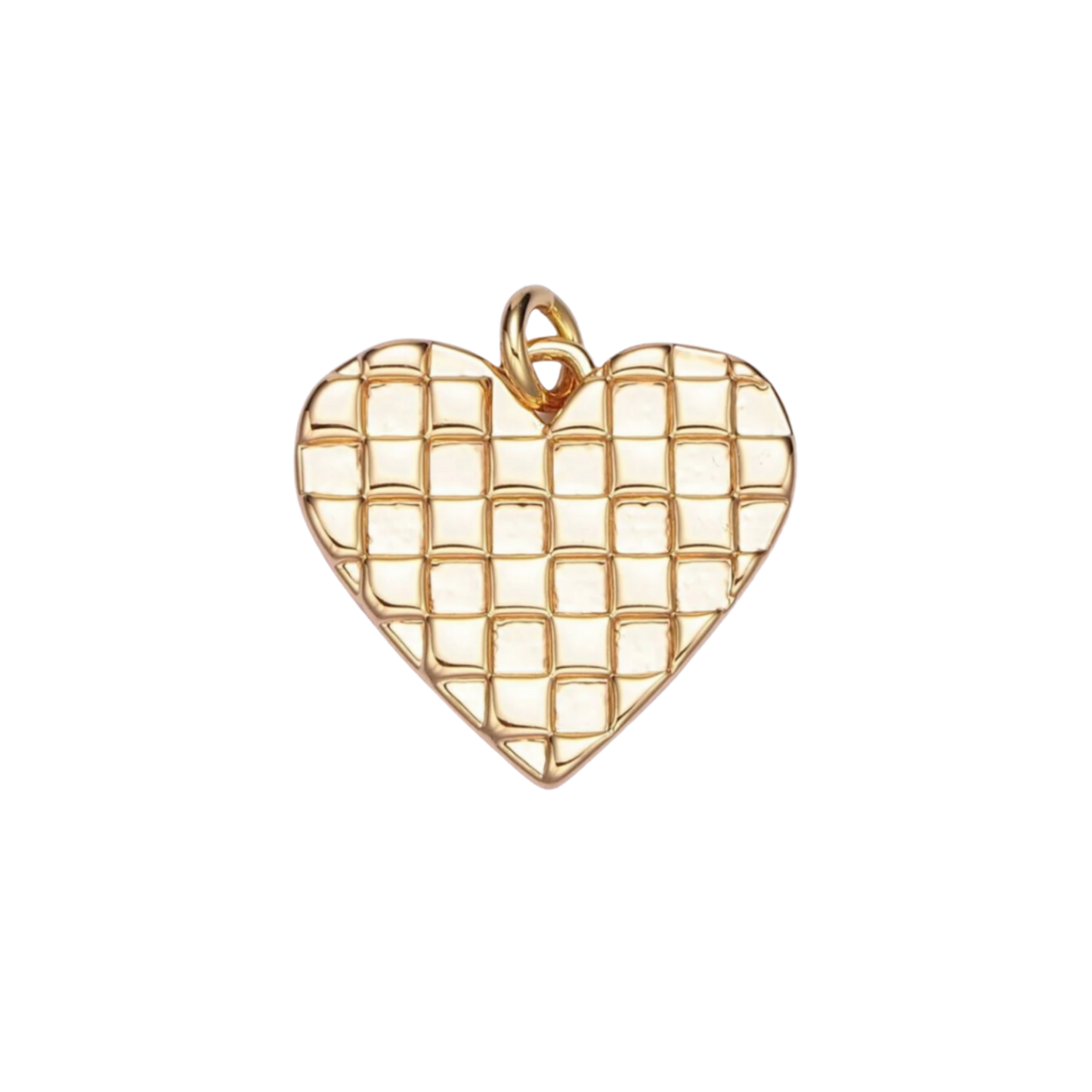 Medium Gold Checkered Heart Charm