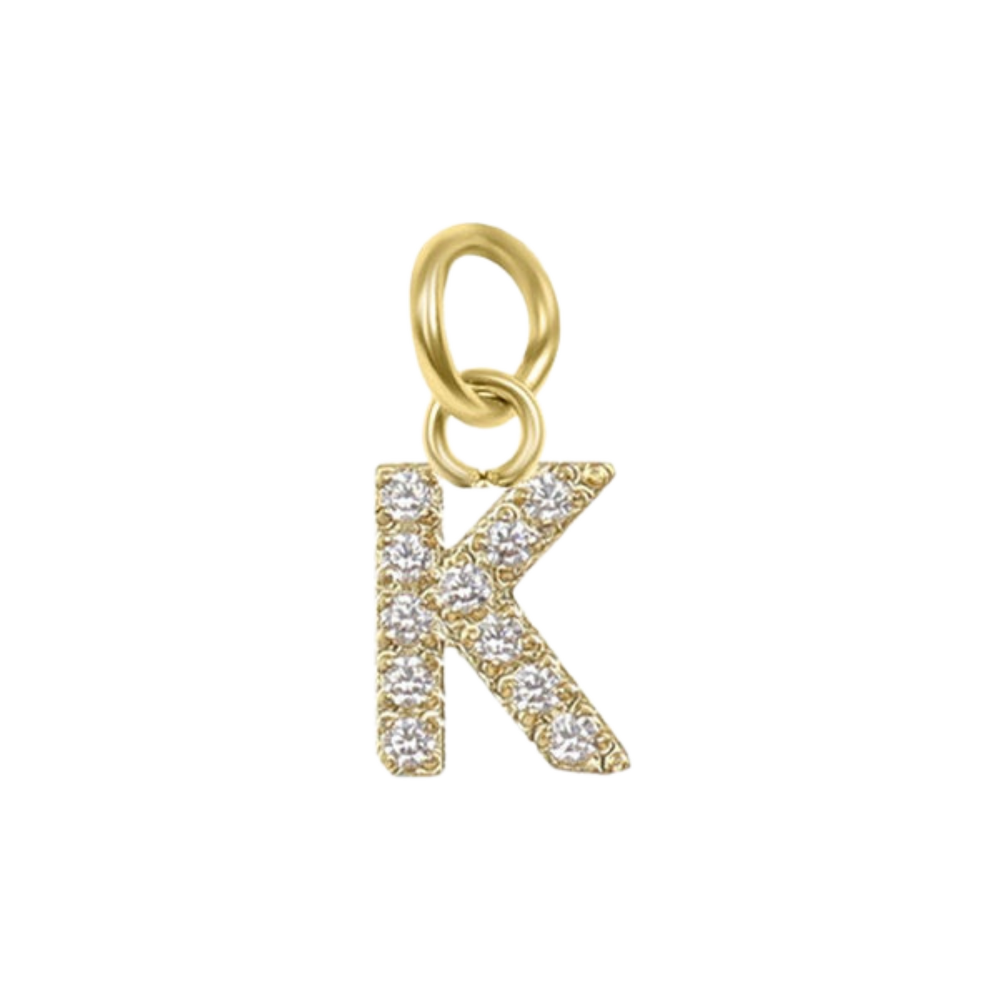Mini 18K Gold Paved Initial Charms