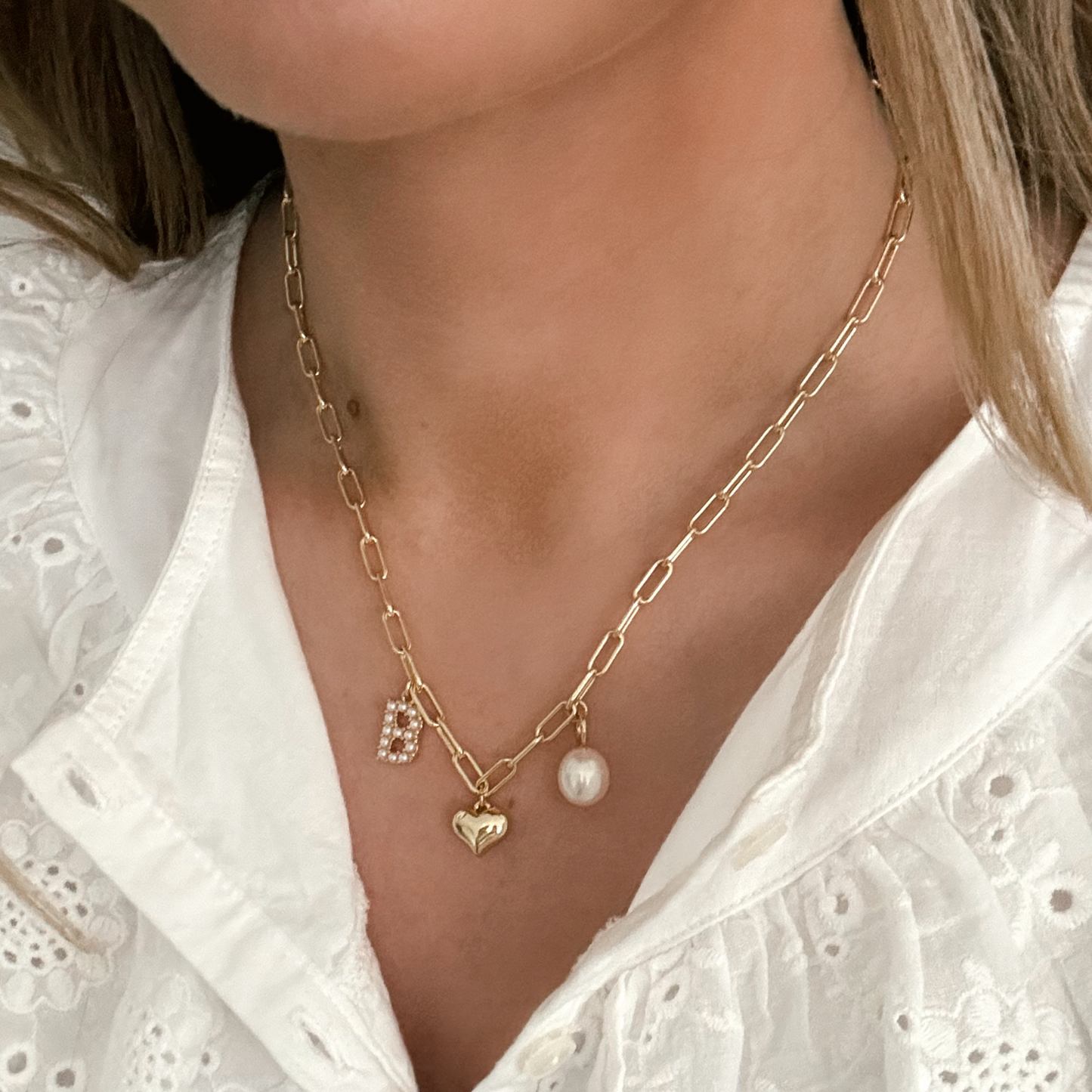Medium Pearl Initial Charm