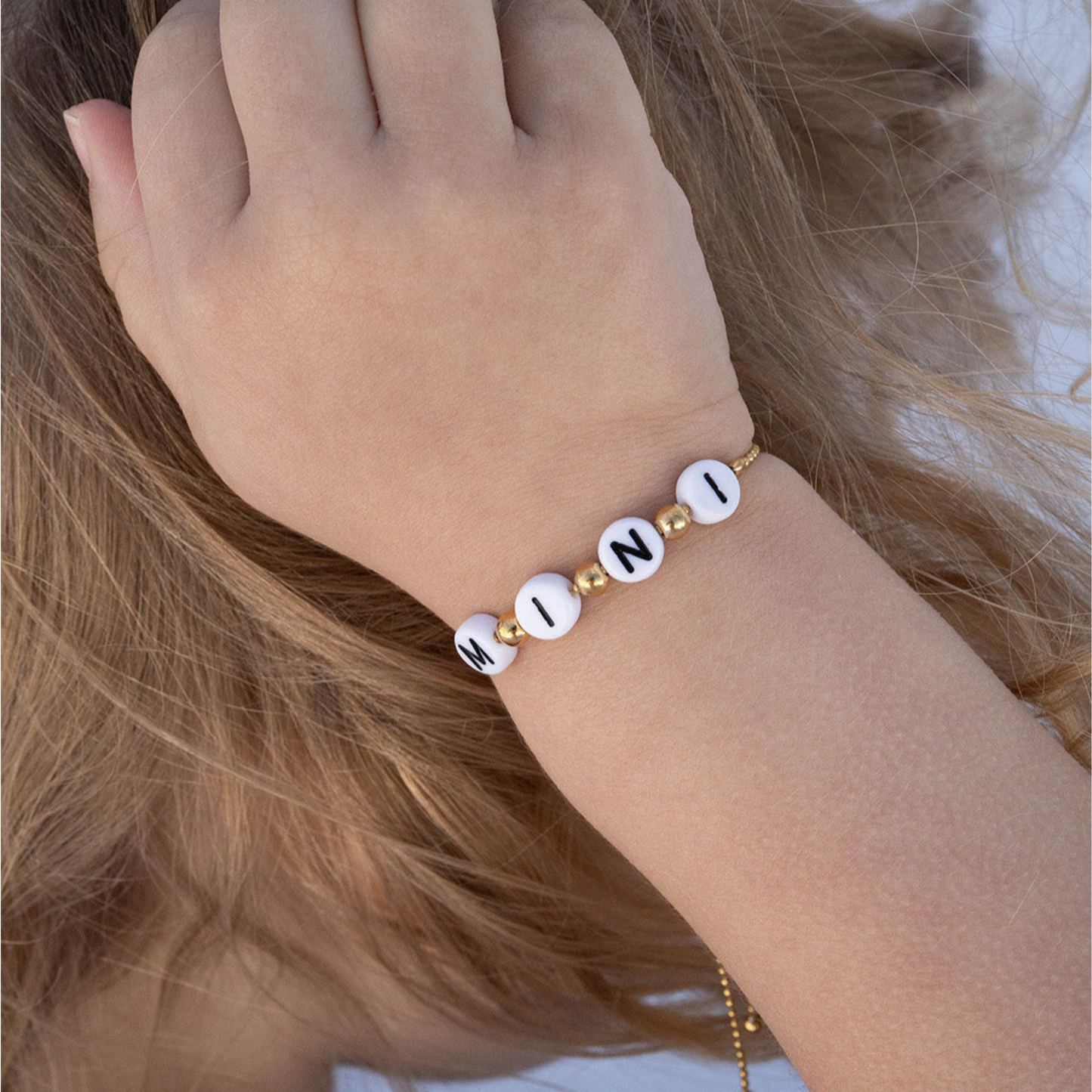 Gold + White Beaded "MINI" Bracelet
