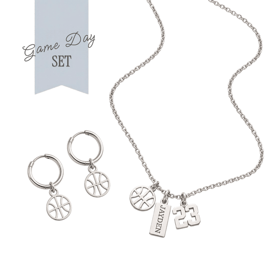 Basketball Game Day Necklace & Earring Set