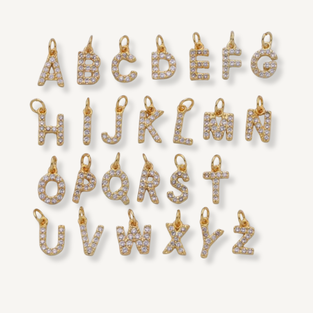 Mini Rhinestone Initial Charm