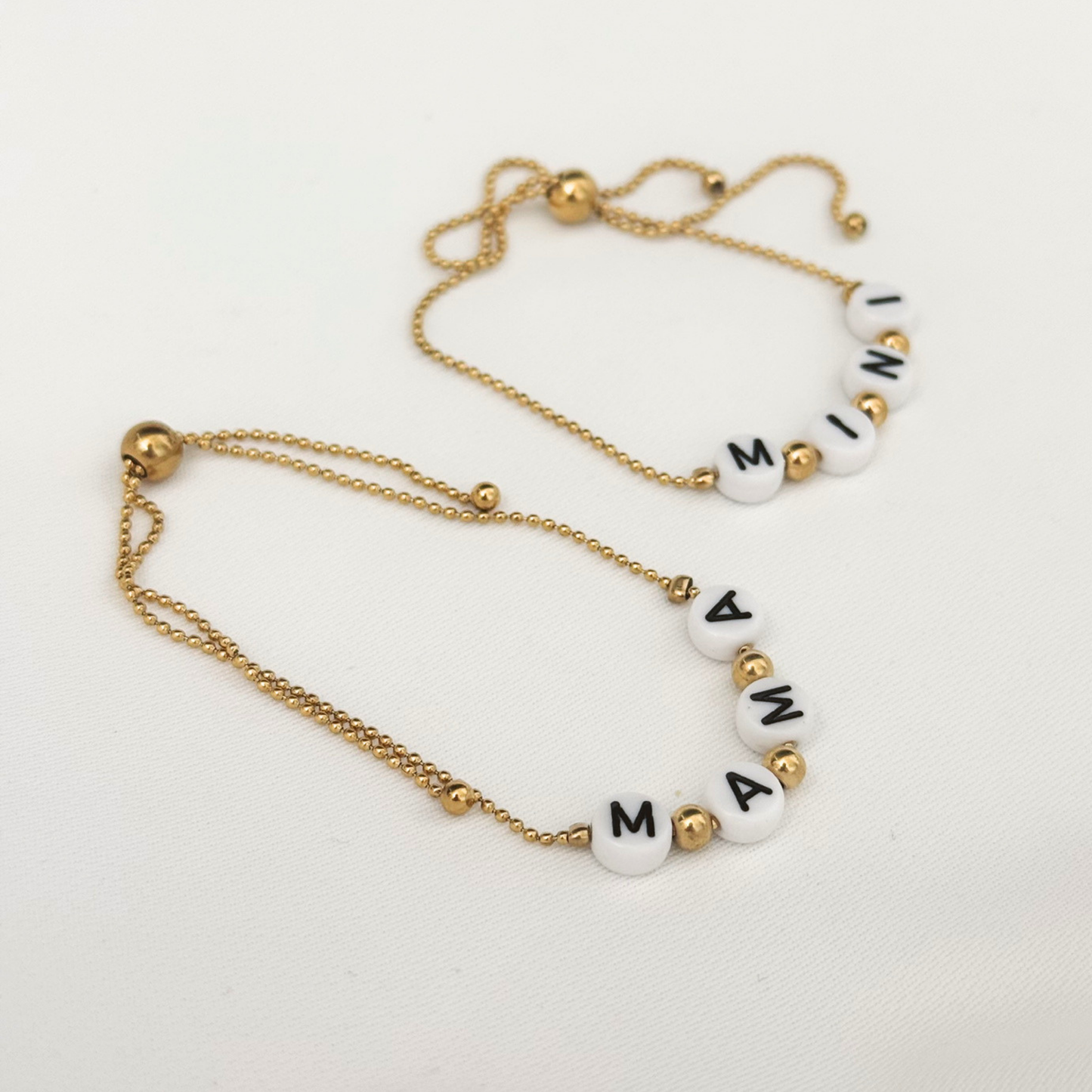 Gold + White Beaded "MINI" Bracelet