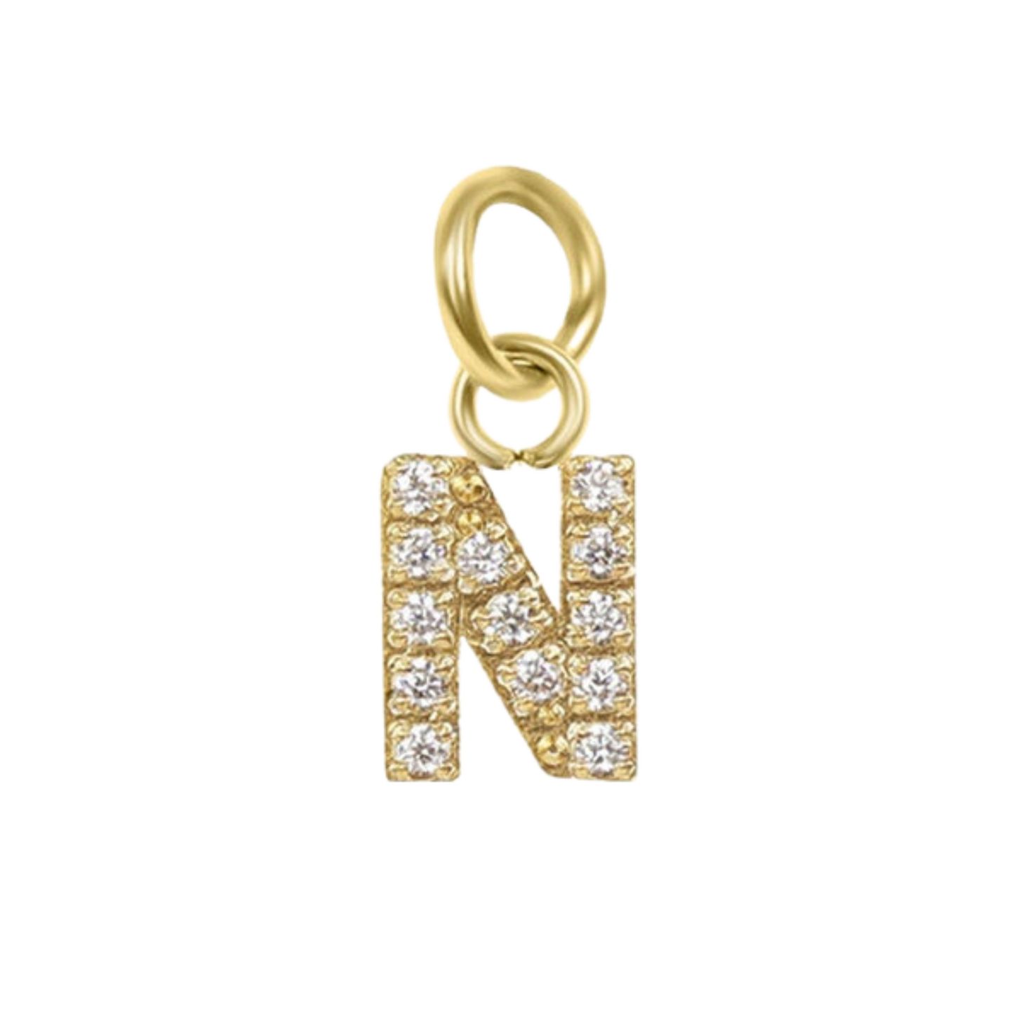 Mini 18K Gold Paved Initial Charms