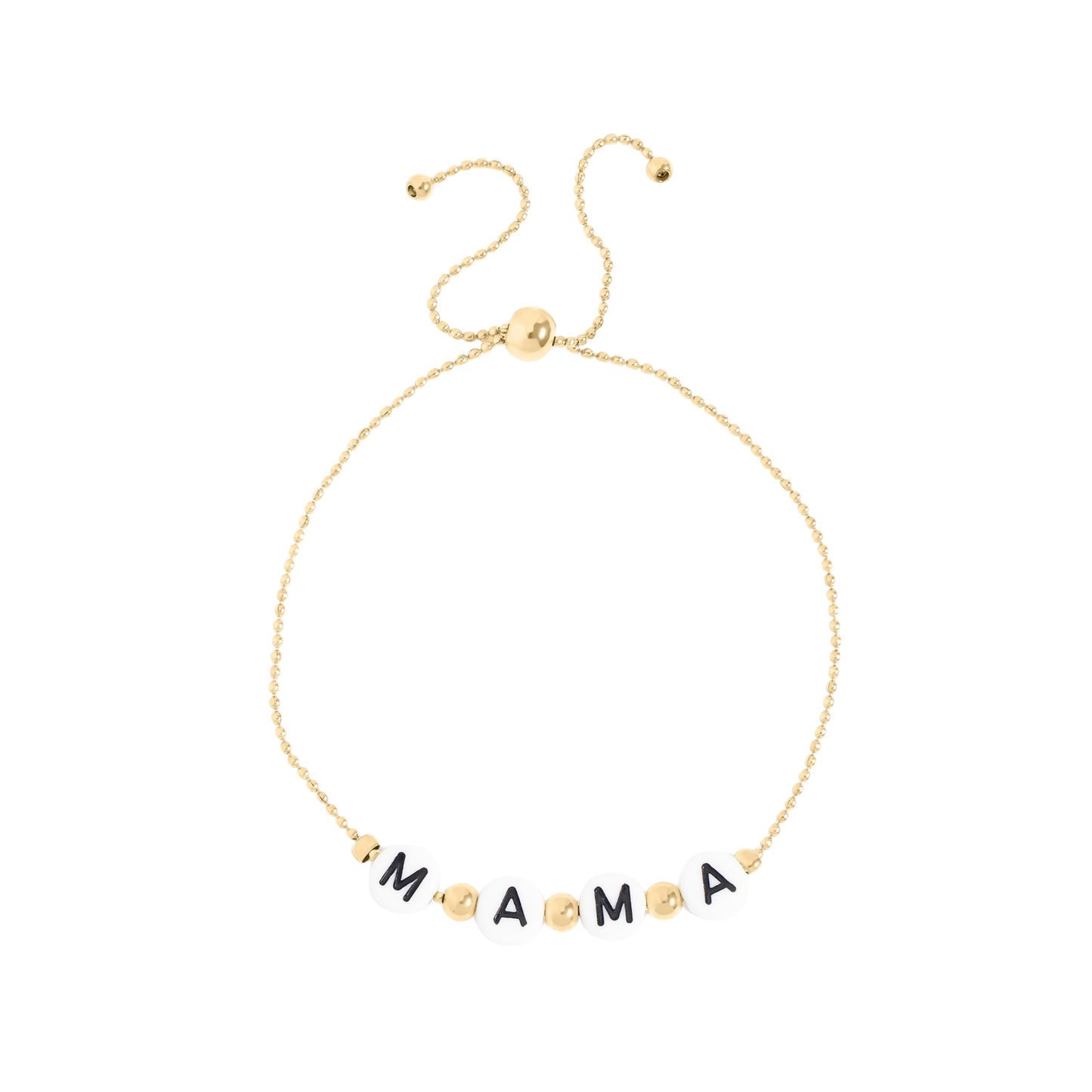 Gold + White Beaded "MAMA" Bracelet