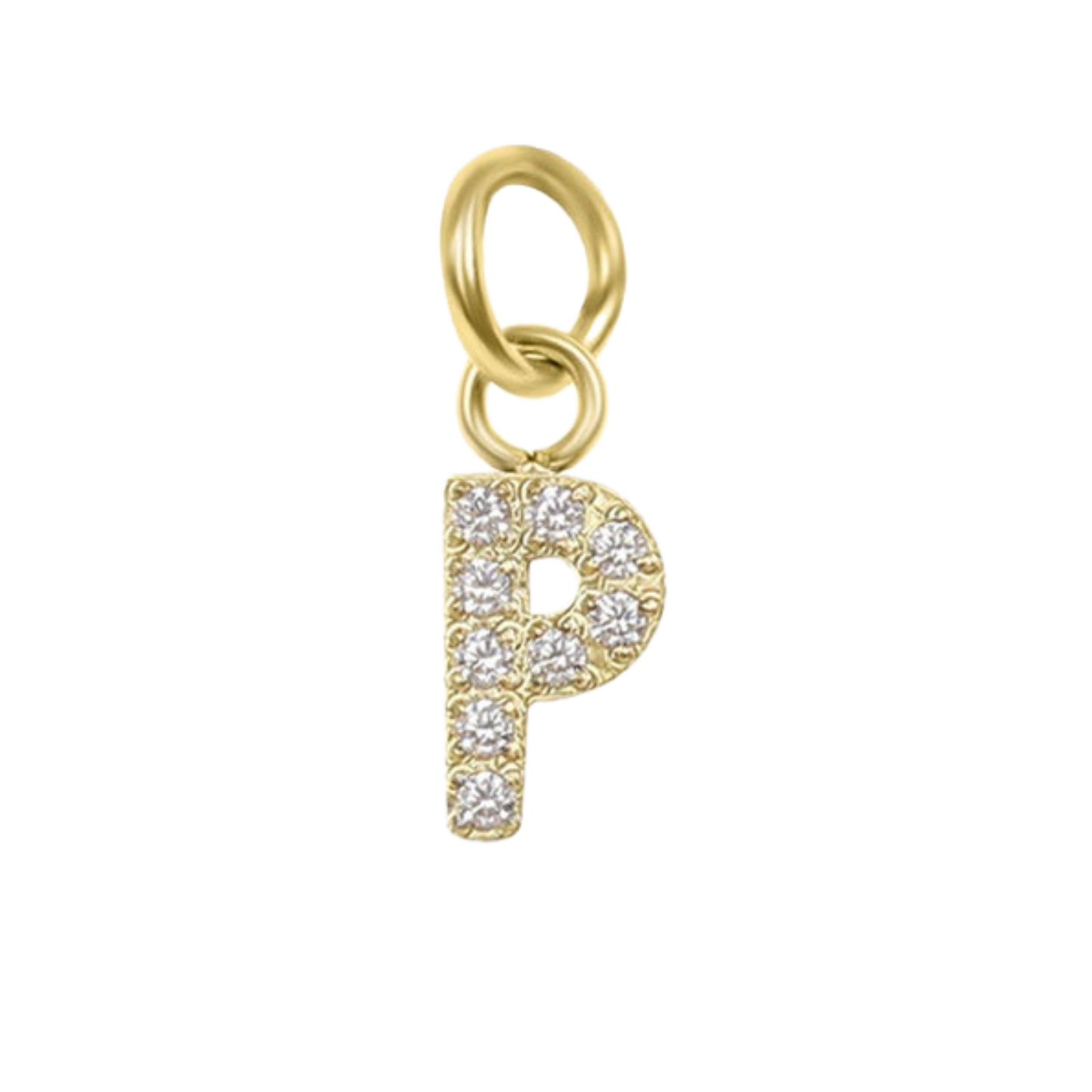 Mini 18K Gold Paved Initial Charms
