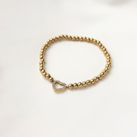Gold Beaded Heart Bracelet