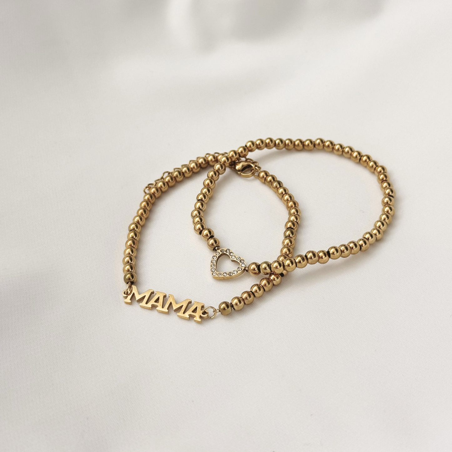 Gold Beaded Heart Bracelet