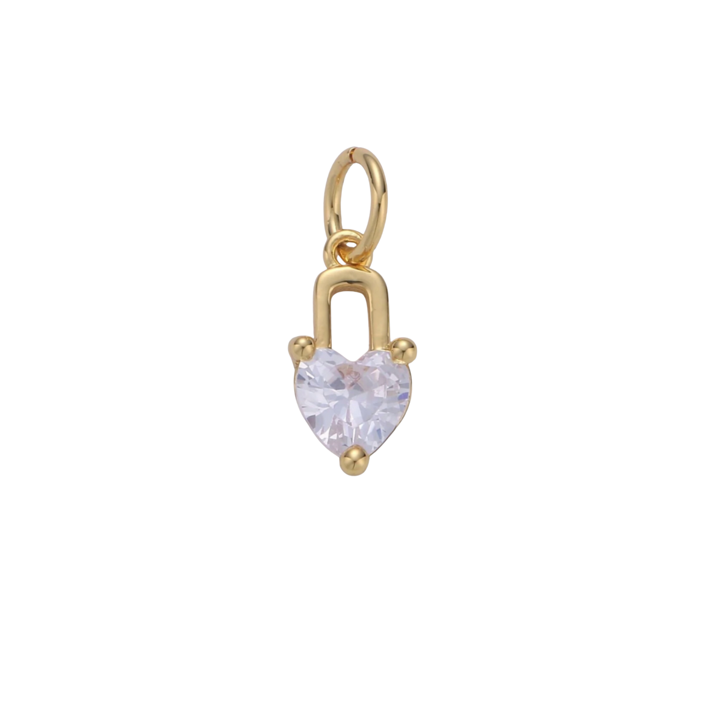 Mini CZ Heart Lock Charm