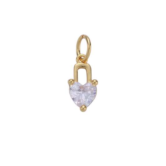 Mini CZ Heart Lock Charm