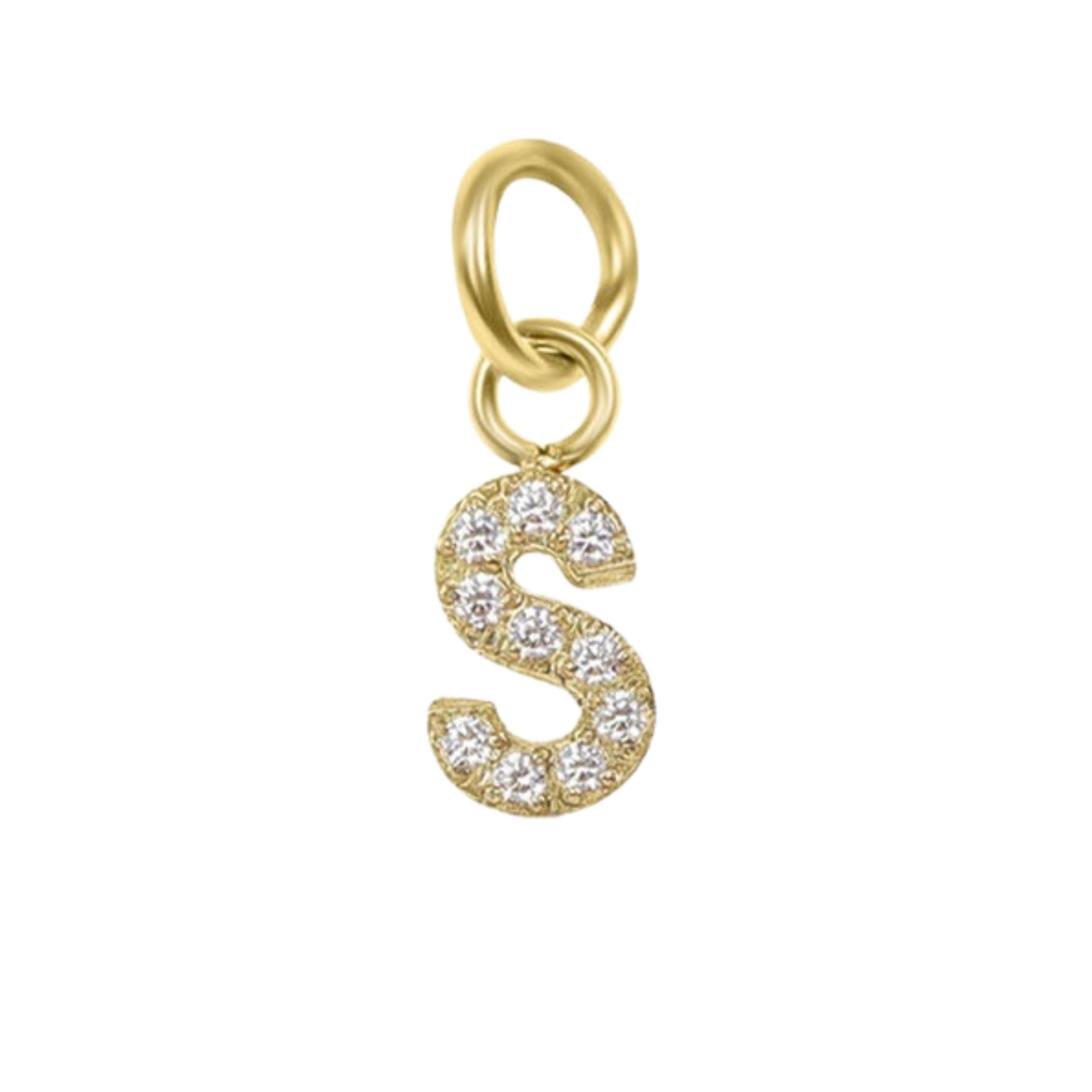 Mini 18K Gold Paved Initial Charms