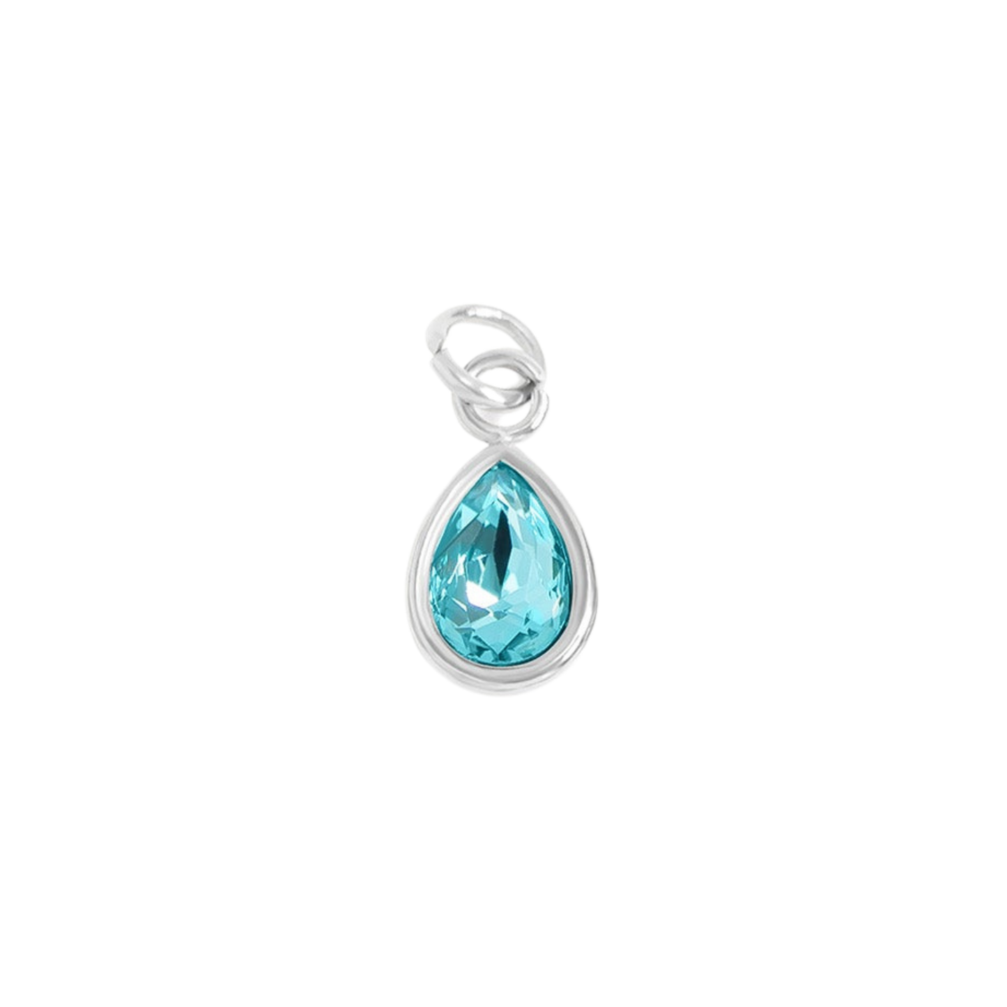 Mini Teardrop Colored Gem Charms (Silver)